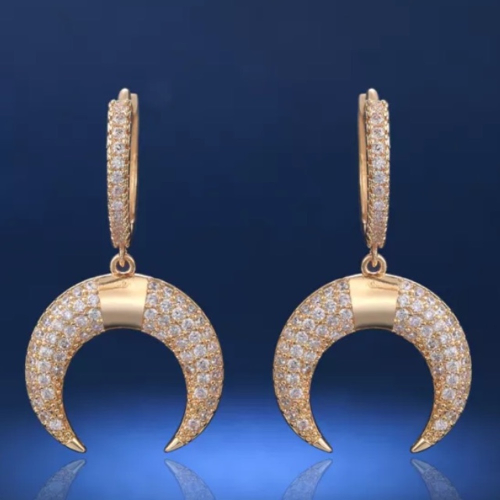 18K gold diamond drop earrings - Picture 2 of 8